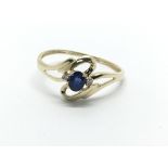 A gold, sapphire and diamond ring m approx 1g and approx size M-N.
