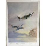 A multi signed limited edition print of a Spitfire