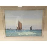 A framed and glazed Alan Runagall watercolour titled Barge Race on the Medway