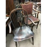 A 19th century elm wheel back chair and two other occasional chairs (3)