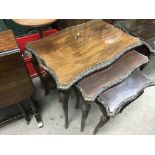 Matching previous lot, side table plus a nest of 3 glazed top side table.