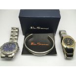 Two designer watches comprising a Ben Sherman and Charles Delon plus a boxed Ben Sherman bangle (