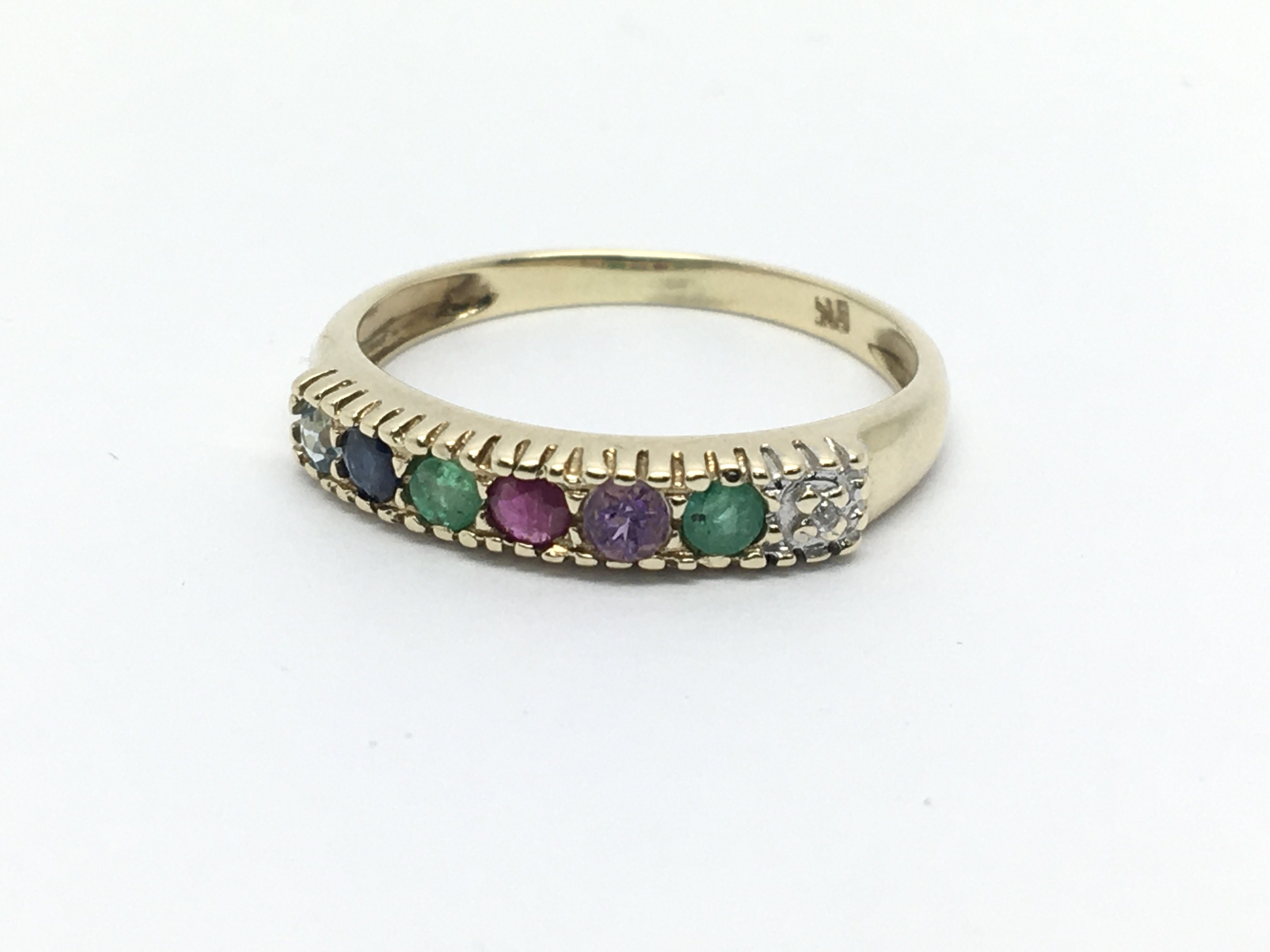 A 9ct gold multi stone 'Dearest' ring, approx 1.6g