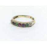 A 9ct gold multi stone 'Dearest' ring, approx 1.6g
