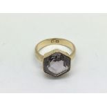 An 18ct gold amethyst ring, approx 6.4g and approx size P.