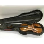 A good early 20th Century German Marknerkurchen school violin with case. Front table crack is