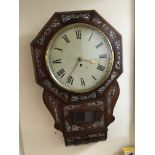 A late Victorian Rosewood inlaid wall clock with single fusee movement.