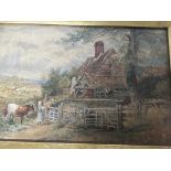 A late 19th century British watercolour depicting a rural scene attributed to Myles Birket Foster