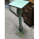 A green painted wood barley twist plant stand height 77cm