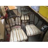 A pair of Edwardian inlaid Rosewood nursing chairs and one other Edwardian chair (3)