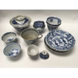 A collection of blue and white Chinese porcelain t