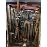 3 boxes of good antique woodworking tools includin