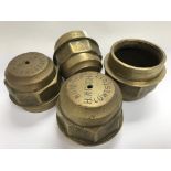 A set of four brass cart wheel hubs by H.Wright Lo