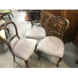 Three Victorian dining chairs with upholstered sea