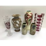 A Doulton vase plus two smaller examples and ceram