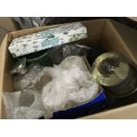 A box of good items including silver plate, cut gl