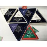 6 Swarovski Christmas decorations 1992, 1999, 2000