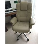 A quality cream leather office chair with contrast