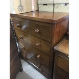 A Victorian chest of drawers fitted with two short