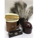 A pair of ivory brushes In case, a leather purse w