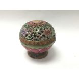 A small Cantonese hand enamel porcelain incense bu