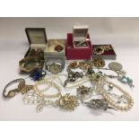 A collection of costume jewellery including a vint