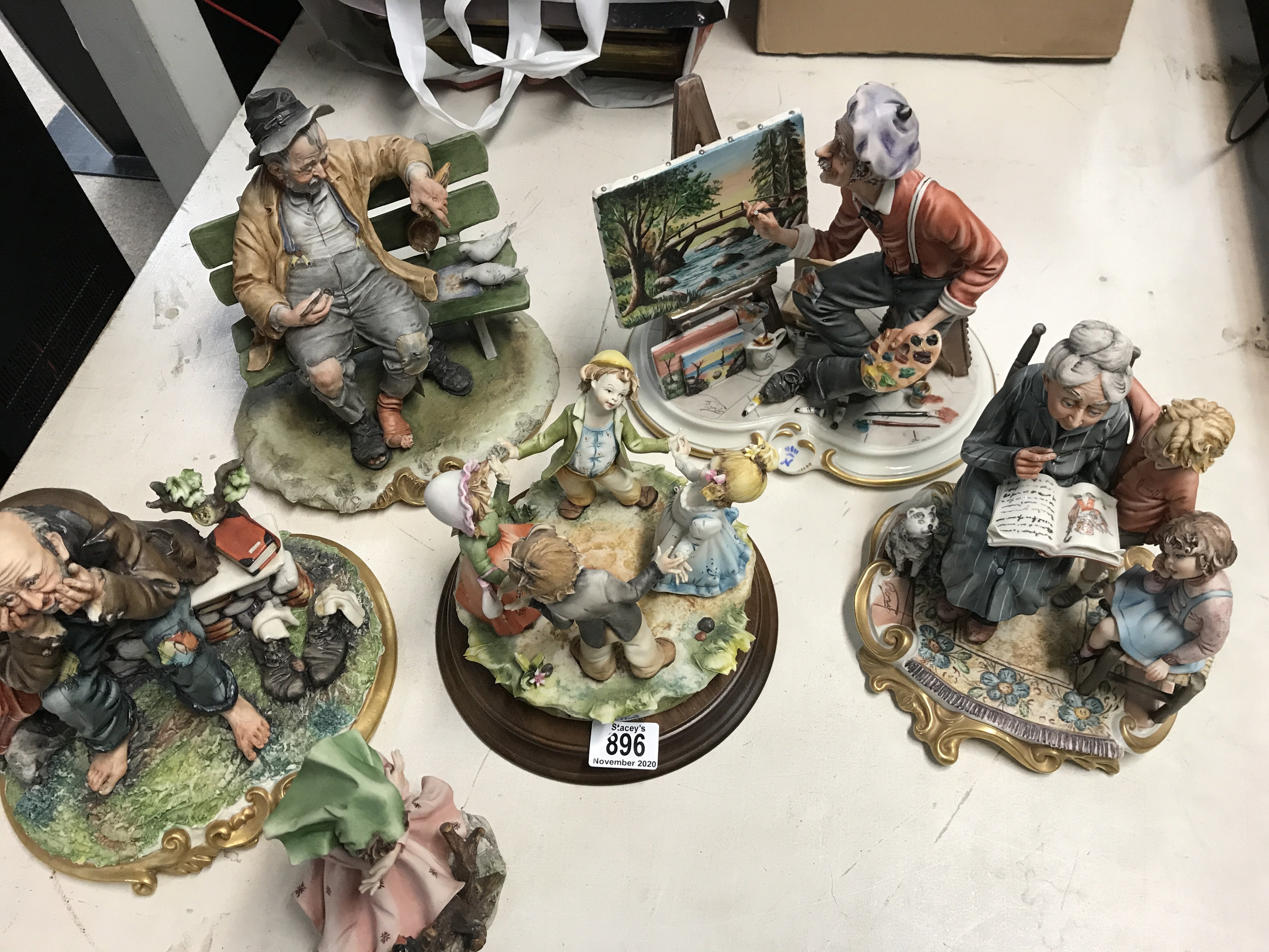 A collection Capodimante Porcelain figures some wi