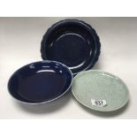 2 Chinese blue glazed porcelain bowls plus a furth