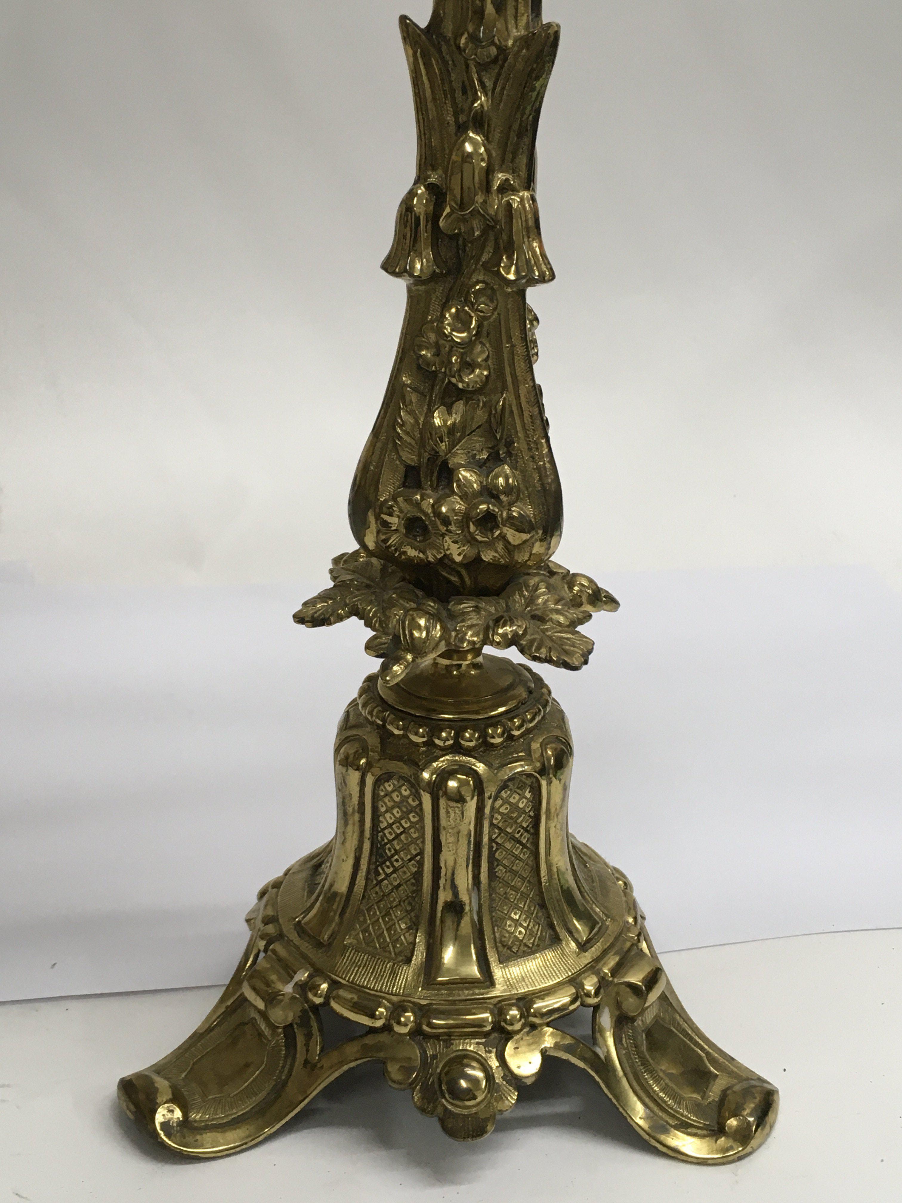 A pair of gilt 9 branch candelabra having classica - Image 2 of 2