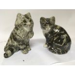 Two Winstanley ceramic cats with glass eyes.
