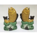 A pair of late 19th century Japanese ceramic spill