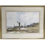 A framed and glazed watercolour of 'Pin Mill' by E