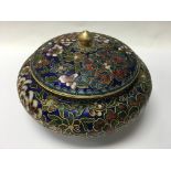 A clossonei enamel powder bowl and cover. 19cm x 1