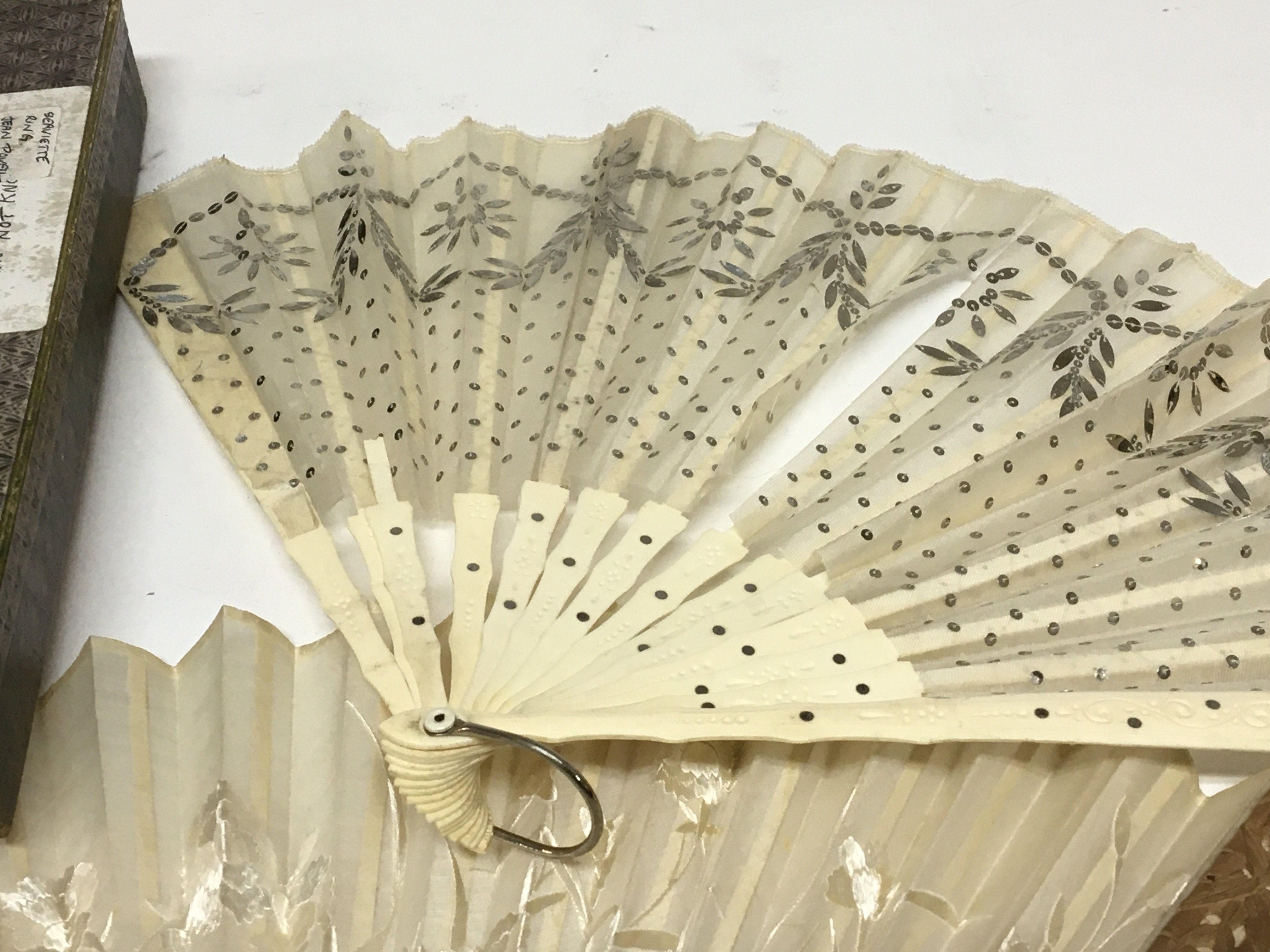 Two vintage fans including a carved sandalwood fan - Image 2 of 2