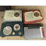 4 vintage portable transistor radios, Decca, Cario
