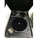 A table top gramophone.