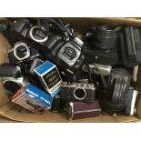 A mixed box of SLR cameras etc.