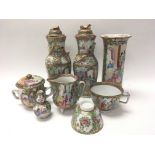 8 items of famille rose porcelain, (varying condit