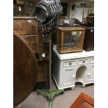 Eight vintage metal theatre lamps.