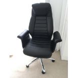 A Quality black soft leather office chair with Chr