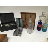 A collection of vintage medical equipment some in