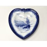 A Royal Crown Derby heart shaped plate decorated i