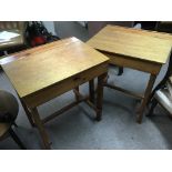 Two vintage school desks.