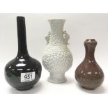 3 Chinese porcelain vases. (Tallest 22.4cm).