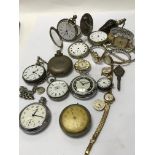 A box of mixed watches and pocket watches with 1 b