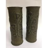 A pair of WW1 Trench Art vases, made from INERT Fr