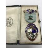 A hallmarked silver and enamel 1925 Masonic stewar