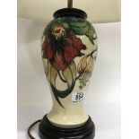 A Moorcroft lamp with plug and shade