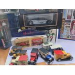 A collection of boxed and loose cars.