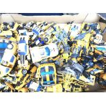 A collection of bumblebee Transformers figures.